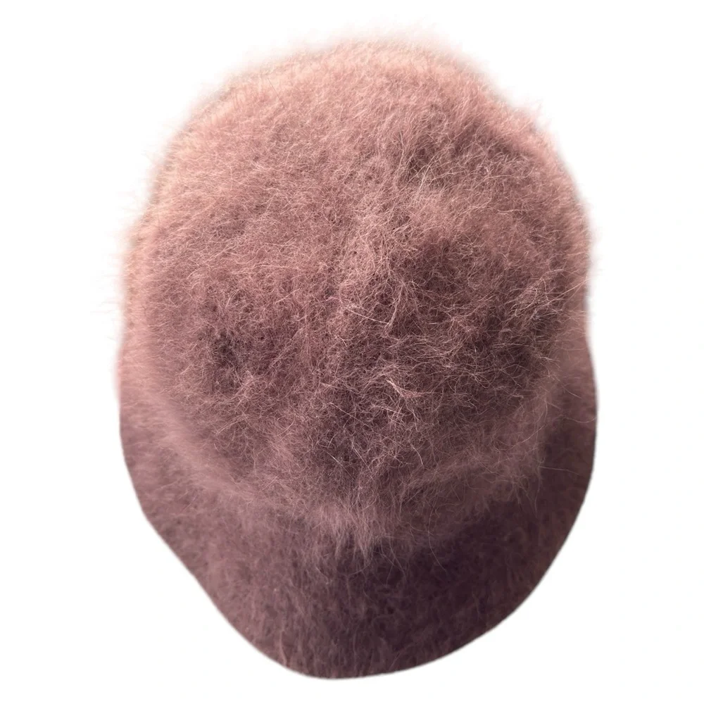 Kolob Furry MOHAIR Fedora Bucket Hat Winter Classic Deep Burgundy Classic Winter